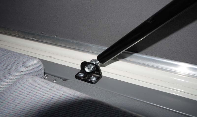 Option B: L-shaped bracket with ball stud screwed in at the bottom, with the strut attached